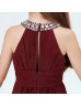 Beaded Cabernet Pleated Chiffon Boho Junior Bridesmaid Dress